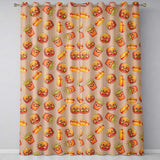 Cute Kawaii Burger Fries Hotdog Fast Food Beige Background Seamless Pattern  Readymade Eyelet Ring Top Thermal 100% Blackout Curtains