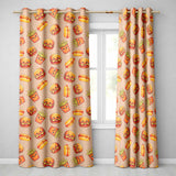 Cute Kawaii Burger Fries Hotdog Fast Food Beige Background Seamless Pattern  Readymade Eyelet Ring Top Thermal 100% Blackout Curtains