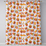 Kawaii Burger Fries Hotdog Fast Food Beige Gingham  Seamless Pattern  Readymade Eyelet Ring Top Thermal 100% Blackout Curtains