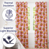 Kawaii Burger Fries Hotdog Fast Food Red Gingham  Seamless Pattern  Readymade Eyelet Ring Top Thermal 100% Blackout Curtains