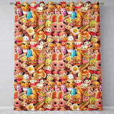 Cute Kawaii Fast Food Collage Burger Pizza Fries Drinks Seamless Pattern  Readymade Eyelet Ring Top Thermal 100% Blackout Curtains