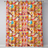 Kawaii Fast Food Collage Burger Pizza Fries Drinks Blue  Seamless Pattern  Readymade Eyelet Ring Top Thermal 100% Blackout Curtains