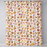 Kawaii Fast Food  Burger Sushi Taco Pizza Cream  Seamless Pattern  Readymade Eyelet Ring Top Thermal 100% Blackout Curtains