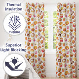 Kawaii Fast Food  Burger Sushi Taco Pizza Cream  Seamless Pattern  Readymade Eyelet Ring Top Thermal 100% Blackout Curtains