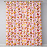 Kawaii Fast Food  Burger Sushi Taco Pizza Soft Pink  Seamless Pattern  Readymade Eyelet Ring Top Thermal 100% Blackout Curtains