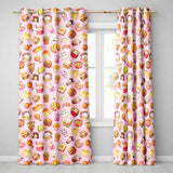 Kawaii Fast Food  Burger Sushi Taco Pizza Soft Pink  Seamless Pattern  Readymade Eyelet Ring Top Thermal 100% Blackout Curtains