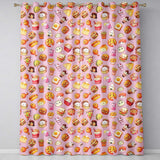 Kawaii Fast Food  Burger Sushi Taco Pizza Blush Pink  Seamless Pattern  Readymade Eyelet Ring Top Thermal 100% Blackout Curtains