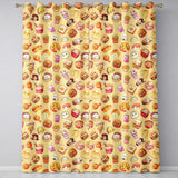 Kawaii Fast Food  Burger Sushi Taco Pizza Beige  Seamless Pattern  Readymade Eyelet Ring Top Thermal 100% Blackout Curtains
