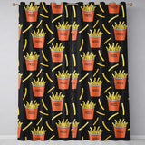 Cute French Fries Cartoon Snack Food Black Background Seamless Pattern  Readymade Eyelet Ring Top Thermal 100% Blackout Curtains