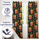Cute French Fries Cartoon Snack Food Black Background Seamless Pattern  Readymade Eyelet Ring Top Thermal 100% Blackout Curtains