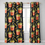 Cute French Fries Cartoon Snack Food Black Background Seamless Pattern  Readymade Eyelet Ring Top Thermal 100% Blackout Curtains
