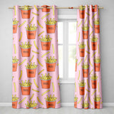 Cute French Fries Cartoon Snack Food Soft Pink Background Seamless Pattern  Readymade Eyelet Ring Top Thermal 100% Blackout Curtains