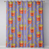 Cute French Fries Cartoon Snack Food Purple Background Seamless Pattern  Readymade Eyelet Ring Top Thermal 100% Blackout Curtains