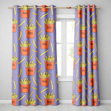 Cute French Fries Cartoon Snack Food Purple Background Seamless Pattern  Readymade Eyelet Ring Top Thermal 100% Blackout Curtains