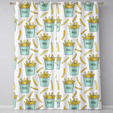 Cute French Fries Cartoon Snack Seamless Pattern Teal Cups Grey Background  Readymade Eyelet Ring Top Thermal 100% Blackout Curtains