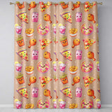Cute Kawaii Fast Food Pizza Chicken Soda Peach Background Seamless Pattern  Readymade Eyelet Ring Top Thermal 100% Blackout Curtains