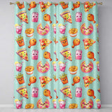 Cute Kawaii Fast Food Pizza Chicken Soda Mint Background Seamless Pattern  Readymade Eyelet Ring Top Thermal 100% Blackout Curtains