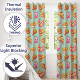 Cute Kawaii Fast Food Pizza Chicken Soda Mint Background Seamless Pattern  Readymade Eyelet Ring Top Thermal 100% Blackout Curtains