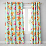 Cute Kawaii Fast Food Pizza Chicken Soda Mint Background Seamless Pattern  Readymade Eyelet Ring Top Thermal 100% Blackout Curtains