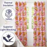 Cute Kawaii Fast Food Pizza Chicken Soda Red Gingham Background Seamless Pattern Readymade Eyelet Ring Top Thermal 100% Blackout Curtains
