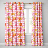 Cute Kawaii Fast Food Pizza Chicken Soda Red Gingham Background Seamless Pattern Readymade Eyelet Ring Top Thermal 100% Blackout Curtains
