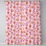 Cute Kawaii Donuts and Strawberry Milkshake Blush Pink Background Seamless Pattern  Readymade Eyelet Ring Top Thermal 100% Blackout Curtains