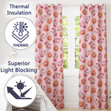Cute Kawaii Donuts and Strawberry Milkshake Blush Pink Background Seamless Pattern  Readymade Eyelet Ring Top Thermal 100% Blackout Curtains
