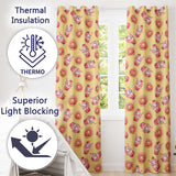 Cute Kawaii Donuts and Strawberry Milkshake Yellow Background Seamless Pattern  Readymade Eyelet Ring Top Thermal 100% Blackout Curtains