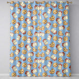 Cute Kawaii Cookies and Chocolate Milk Carton Blue Background Seamless Pattern  Readymade Eyelet Ring Top Thermal 100% Blackout Curtains