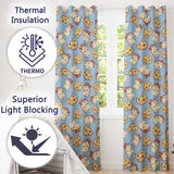 Cute Kawaii Cookies and Chocolate Milk Carton Blue Background Seamless Pattern  Readymade Eyelet Ring Top Thermal 100% Blackout Curtains