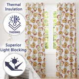 Cute Kawaii Cookies and Chocolate Milk Carton Grey Background Seamless Pattern  Readymade Eyelet Ring Top Thermal 100% Blackout Curtains