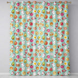 Cute Kawaii Food Characters on Mint Green Background Seamless Pattern  Readymade Eyelet Ring Top Thermal 100% Blackout Curtains