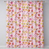Cute Kawaii Food Characters on Light Pink Background Seamless Pattern  Readymade Eyelet Ring Top Thermal 100% Blackout Curtains