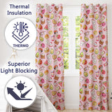 Cute Kawaii Food Characters on Light Pink Background Seamless Pattern  Readymade Eyelet Ring Top Thermal 100% Blackout Curtains
