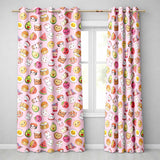 Cute Kawaii Food Characters on Light Pink Background Seamless Pattern  Readymade Eyelet Ring Top Thermal 100% Blackout Curtains