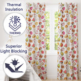 Cute Kawaii Food Characters on Light Grey Background Seamless Pattern  Readymade Eyelet Ring Top Thermal 100% Blackout Curtains