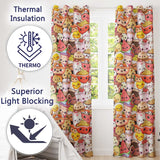 Cute Kawaii Food Collage Characters Seamless Pattern  Readymade Eyelet Ring Top Thermal 100% Blackout Curtains