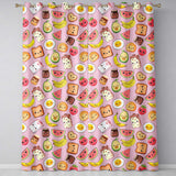 Cute Kawaii Breakfast Food Characters on Soft Pink Background Seamless Pattern  Readymade Eyelet Ring Top Thermal 100% Blackout Curtains