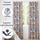 Cute Kawaii Sushi Rice Bowls and Noodles on Blue Background Seamless Pattern  Readymade Eyelet Ring Top Thermal 100% Blackout Curtains