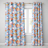 Cute Kawaii Sushi Rice Bowls and Noodles on Blue Background Seamless Pattern  Readymade Eyelet Ring Top Thermal 100% Blackout Curtains