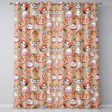 Cute Kawaii Sushi Rice Bowls and Noodles on Peach Background Seamless Pattern  Readymade Eyelet Ring Top Thermal 100% Blackout Curtains