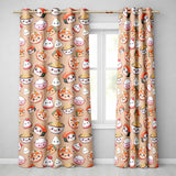 Cute Kawaii Sushi Rice Bowls and Noodles on Peach Background Seamless Pattern  Readymade Eyelet Ring Top Thermal 100% Blackout Curtains