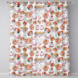 Cute Kawaii Sushi Rice Bowls and Noodles on White Background Seamless Pattern  Readymade Eyelet Ring Top Thermal 100% Blackout Curtains