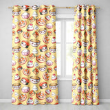 Cute Kawaii Sushi Rice Bowls and Noodles on Beige Background Seamless Pattern  Readymade Eyelet Ring Top Thermal 100% Blackout Curtains
