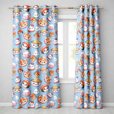 Cute Kawaii Sushi Rice Bowls and Noodles on Blue Background Seamless Pattern  Readymade Eyelet Ring Top Thermal 100% Blackout Curtains
