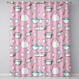 Kawaii Kitchen Utensils Apron and Cooking Tools on Blush Pink  Seamless Pattern  Readymade Eyelet Ring Top Thermal 100% Blackout Curtains