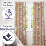 Kawaii Kitchen Chef Girl Cooking Utensils on Peach  Seamless Pattern  Readymade Eyelet Ring Top Thermal 100% Blackout Curtains