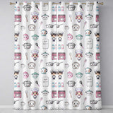 Kawaii Kitchen Chef Girl Cooking Utensils on Cream  Seamless Pattern  Readymade Eyelet Ring Top Thermal 100% Blackout Curtains