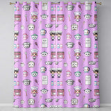 Kawaii Kitchen Chef Girl Cooking Utensils on Purple  Seamless Pattern  Readymade Eyelet Ring Top Thermal 100% Blackout Curtains