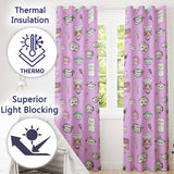 Kawaii Kitchen Chef Girl Cooking Utensils on Purple  Seamless Pattern  Readymade Eyelet Ring Top Thermal 100% Blackout Curtains